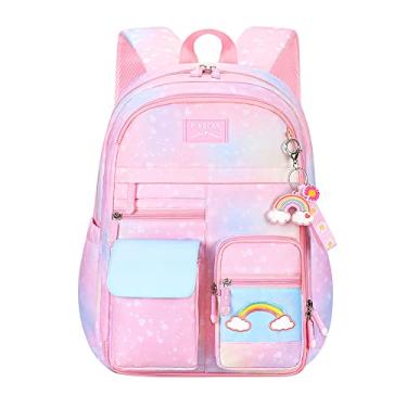 Imagem de AIZHIYI Mochila coreana fofa para meninas arco-íris estudante viagem laptop princesa mochila escolar, P, Pink