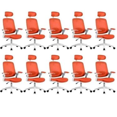 Imagem de Kit 10 Cadeiras para Escritório Presidente com Nr17 Astra Elements Laranja