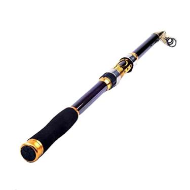 Imagem de Varas de pesca Spinning Vara de pesca ultraleve fibra de carbono portátil alça retrátil vara de pesca telescópica para robalo salmão truta pesca vara de pesca telescópica (cor: amarelo, tamanho: 2,4 m)