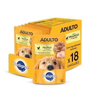 Imagem de Pack Ração Úmida Pedigree para Cães Adultos, Sachê Frango ao Molho, 100g - 18 unidades