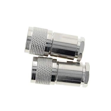 Imagem de Bettomshin Conector adaptador coaxial RF macho N-J-9 N tipo macho para antenas dispositivos LAN sem fio cobre prata