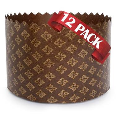 Imagem de Molde Paska Kulich Moldes de papel panetone grande (pacote com 12 425 g) Molde de papel para pão de Páscoa - Formas de pão de páscoa Panetone Panetone Moldes de panetone 13 x 8,5 cm