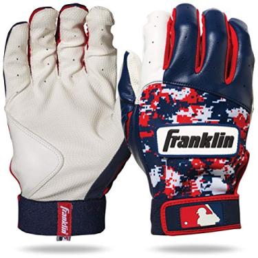 Imagem de Franklin Sports Luvas de beisebol MLB Digitek para rebatedor - Branco/Azul marinho/Vermelho Digi - Adulto Pequeno