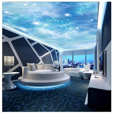 Imagem de TUYIFA Papel de parede 3D lindo céu estrelado papel de parede quarto TV sofá pintura decorativa fundo mural de parede (138''x100''(350x256 cm), pano de seda)