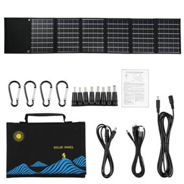 Imagem de CIADAZ 6-Fold 50W Painel Solar Bolsa Dobrável Dupla Saída USB + DC Carregador Solar Portátil Dobrável Dispositivo de Carregamento Solar Fonte de Alimentação Portátil Ao Ar Livre para Caminhadas Ao Ar