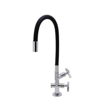Imagem de Torneira Pia Cozinha Tanque Mesa Bancada Duas Saídas Flexível Colorido Preto Fosco 1/4 de volta Luxo