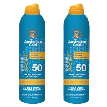 Imagem de Australian Gold Protetor solar de spray contínuo Extreme Sport FPS 50 (amplo espectro/resistente ao suor e à água/não oleoso/livre de oxibenzona/livre de crueldade), esporte - novo, brisa costeira,