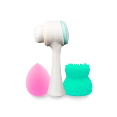 Imagem de Arte Sedução Kit de Limpeza Facial 2 em 1 + Esponja Anatômica + Esponja de Silicone - Limpeza Profunda, Esfoliante, Melhoria da Circulação Sanguínea, Remoção de Células Mortas