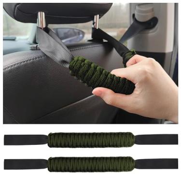 Imagem de IHOTDER 2 Pegas de apoio de cabeça para carros, alças removíveis e duráveis do banco traseiro para caminhões, carros, SUVs, pickups, acessórios de carro para decoração de carro (verde)