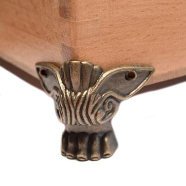 Imagem de 12 peças de caixa de madeira bronze vintage pernas de metal caixa de joias decorativa pés caixa de ferramentas de cobre suporte pé antigo retrô presente protetor de canto tamanho pequeno (comprimento: