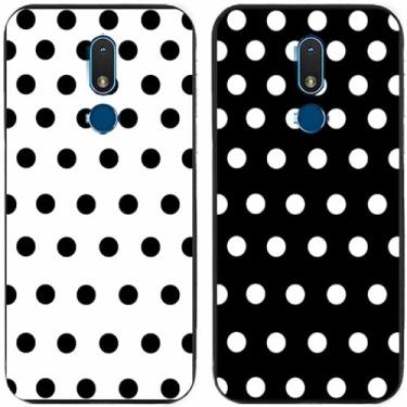 Imagem de 2 peças preto branco bolinhas impressas TPU gel silicone capa de telefone traseira para Nokia todas as séries (Nokia C3)