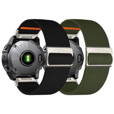 Imagem de Chinber Pulseira elástica de nylon de 22 mm para Garmin Fenix 6 Pro/6/7/7 Pro/5/5 Plus, pulseira macia para smartwatch Forerunner 935/945/955, para Instinct/2/Approach S60/S70-47 mm, Descent G1/Epix