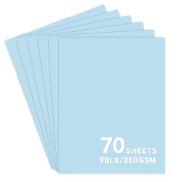 Imagem de 70 folhas de papel cartolina azul claro, cartolina de 21 x 250 g/m² para Cricut, papel de construção grosso para fazer cartões, álbuns, artesanato 40,8 kg / 250 g/m²