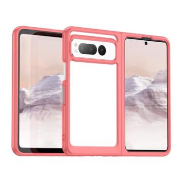 Imagem de Wanyuexes Capa para Pixel Fold, capa para Google Fold 5G G9FPL, parte traseira rígida de policarbonato transparente antiamarelamento e capa protetora de TPU macio para celular Google Pixel Fold