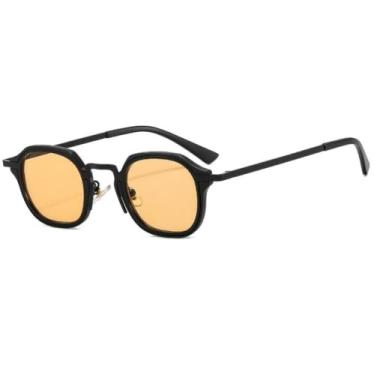 Imagem de Metal pc punk óculos de sol feminino moda vintage óculos de sol masculino quadrado anti uv óculos, preto ouro