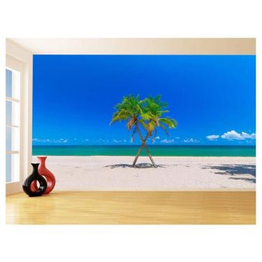 Imagem de Papel De Parede 3D Praia Mar Coqueiros Cruzados 3,5M Npr302