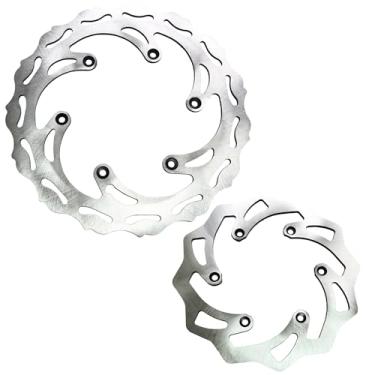 Imagem de Vanlison Rotores de disco de freio dianteiro e traseiro compatíveis com KTM 125 250 350 450 500 Husqvarna 125-501 FE TE FC Husaberg 125-570 TE GasGas 125-450 Motocicleta Rotores de disco de freio de