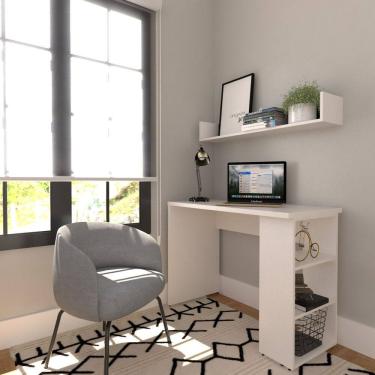 Imagem de Conjunto de Mesa com Prateleiras Para Escritório ou Home Office 110 cm de Largura Branco