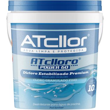 Imagem de AtCllor, Cloro super concentrado e estabilizado para piscina, Premium, AtClloro Power 60, Teor de ativo 60,00%, Granulado, 10 Kg, Azul
