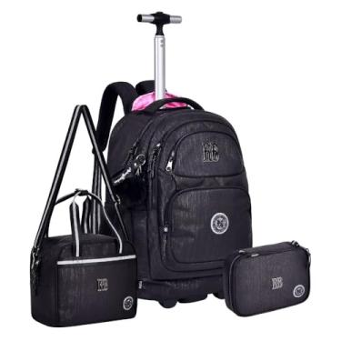 Imagem de Kit Mochila Rodinhas Rebecca Bonbon Crinkle com Lancheira e Estojo Preta