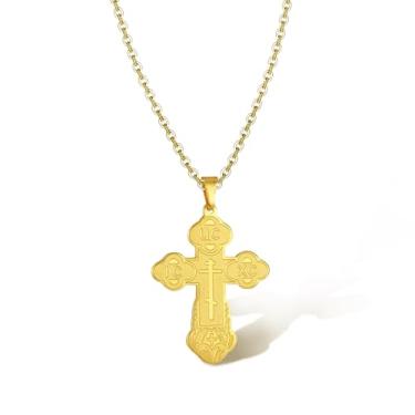 Imagem de SIPURIS Colar de cruz ortodoxa para homens, pingente de crucifixo ortodoxo de Jesus Cristo, aço inoxidável, joia religiosa, cristã, presente de aniversário, Aço inoxidável, Sem Pedra Preciosa