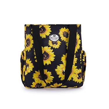Imagem de HUA ANGEL Sacola floral – Bolsa de ombro casual para uso diário com zíper, academia, viagem, compras, trabalho, bolsa feminina, Girassol, One Size, Contemporâneo