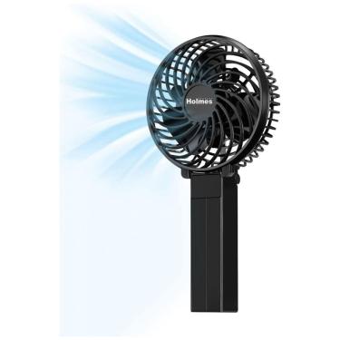 Imagem de Ventilador Pessoal Portátil com 3 Velocidades, Bateria Recarregável, Cabo de Carregamento USB C e Cabeça Ajustável 180, 110V HOLMES, Preto