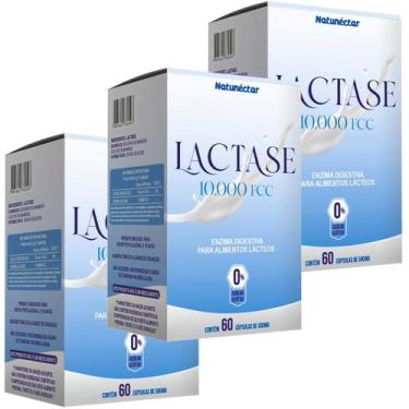 Imagem de Kit 3 Potes Lactase Intolerância Lactose 10.000fcc Enzima Suplemento A