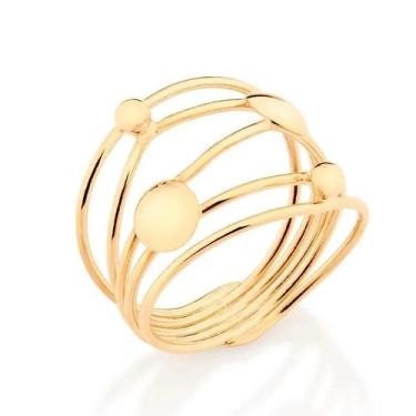 Imagem de Anel banhado ouro 3x 24k 18k e 22k feminino rommanel grande maxi 2 bol