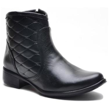 Imagem de Bota Botina Couro Metalacê Feminina Cano Curto Legítimo - CLA-CLE, 36,