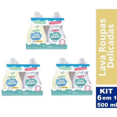 Imagem de Kit 3 Lava Roupas & 3 Amaciante Camomila 500 ml Casa Km