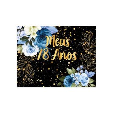 Imagem de Painel de Festa Horizontal 1,55 X 1,20 - Meus 78 Anos Floral Azul Efei