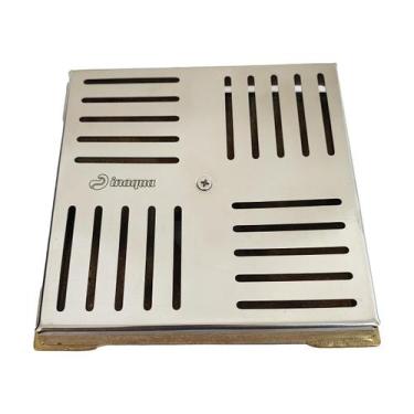 Imagem de Dreno Fundo Caixilho Completo 15x15cm Quadrado Inox Inaqua