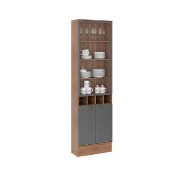 Imagem de Cristaleira 2 Portas Vidro Milla Nog/Cinza 70cm Carraro