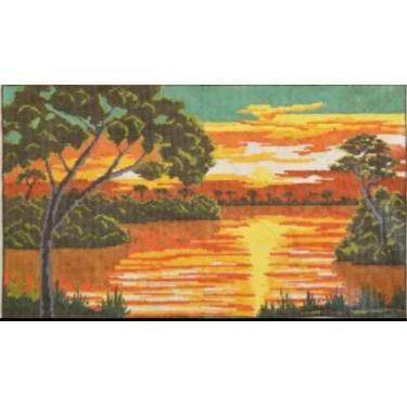 Imagem de Kit De Bordar Completo: TELA PINTADA TALAGARÇA + LÃ + AGULHA +  MANUAL