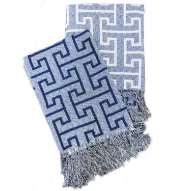 Imagem de Xale Manta para Sofá Decorativa 1,40mx1,60m Creta Azul - LOVE4HOME, Az