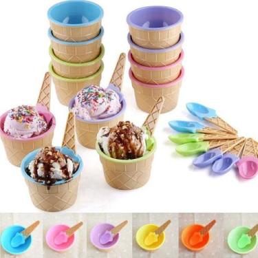 Imagem de 6 Potes De Sobremesa Casquinha De Sorvete com Colher - Inter