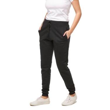Imagem de Calça de moletom plus size feminina jogger slim fit básica lisa - m9p 