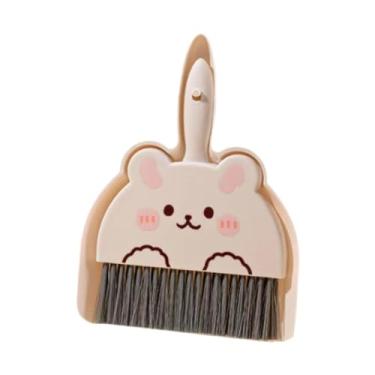 Imagem de Ioensy Mini conjunto de pá e escova vassoura pá escova conveniente fivela de encaixe design pá e vassoura de mão para mesa de acampamento carro, Branco