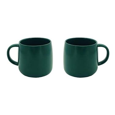 Imagem de Pacote com 2 copos de cerâmica, canecas de porcelana com alça, copos de cerâmica lisa para café, chá, leite, cacau (verde)