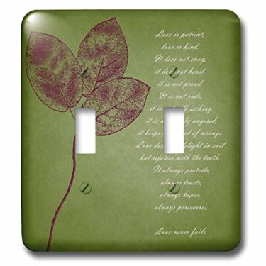 Imagem de 3dRose lsp_99339_2 Paciente inspirador de folhas vermelhas, Love is Kind Versículo da Bíblia Interruptor duplo, multicolorido