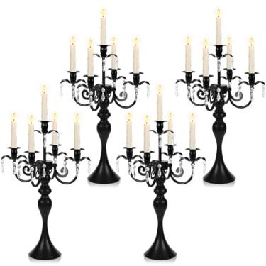 Imagem de Suporte de vela afunilado com pingente de cristal de 50 cm de altura/suportes de vela estilosos/castiçais/candelabro para decoração de casa, casamentos/festas/centro de mesa de jantar elegante (4,