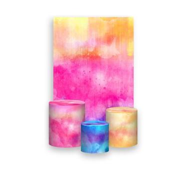 Imagem de Painel De Festa Vertical 1,50 x 2,20 + Trio De Capas Cilindro - Tie Dy