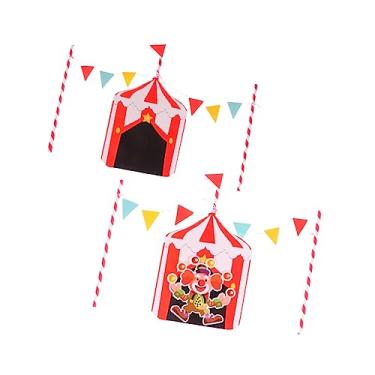 Imagem de 2 Sets Decor Circus Cake Topper Cupcake Topper Cake Scenic Toddler Bath Seat Circus Tent Carnival Theme Cupcake Cups Clown Cake Picks Cake Toppers Top Hat Insert Card
