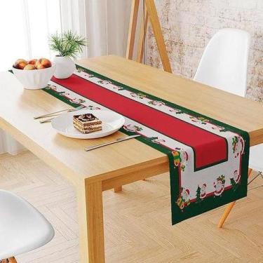 Imagem de Trilho Caminho de Mesa Natal Papai Noel 140x40cm Vermelho Verde - Pra 