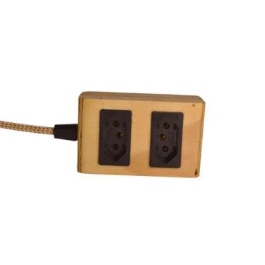 Imagem de Extensão Madeira Régua Elétrica 2 Tomadas Preta - Mycena Studio, Preto