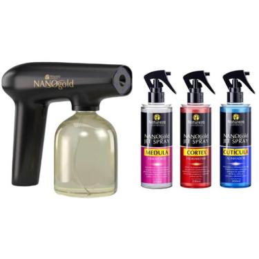 Imagem de Kit Nano Gold Jet Pulverizador + 3 Fluido Natureza Cosméticos