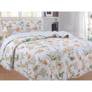 Imagem de Kit Cobre leito - Têxtil Arte, amarelo estampado , 2,20x2,40 casal