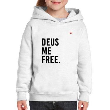 Imagem de Moletom Infantil Deus me free - Foca na Moda, Branco, 6