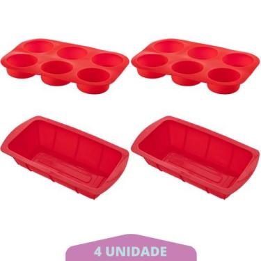Imagem de 2 Kit Forma Cupcake Bolo + Forma Para Pão Sortida Silicone - QUALITY H